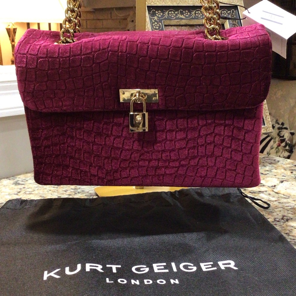 NEW Kurt Geiger Wine Velvet Brixton Bag (large)